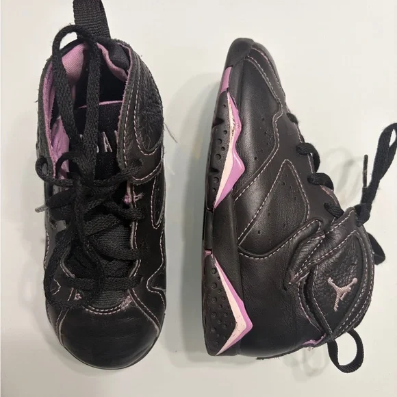 Kids Black and Purple High-Top Sneakers - Picture 7 of 12